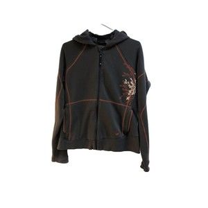 Mountain HardWear Gray Orange Zip Up Hoodie Women's Size Large Thumb holes